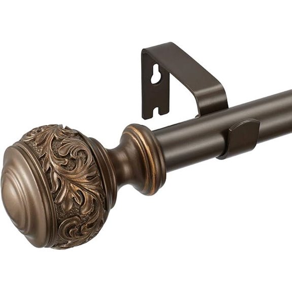 Decorative Floral Curtain Rod 36-72 Inches Bronze