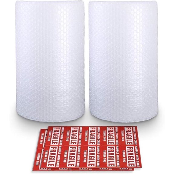 Bubble Cushioning Wrap Rolls with Fragile Stickers