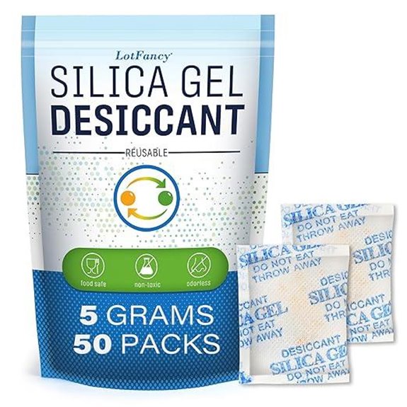 LotFancy 50 Pack Silica Gel Packets for Moisture Absorption