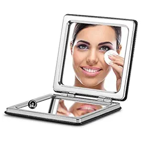 OMIRO Compact Leather Mirror with 3X Magnification