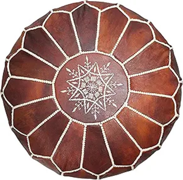 Moroccan Leather Pouf Dark Brown Unstuffed Home Decor