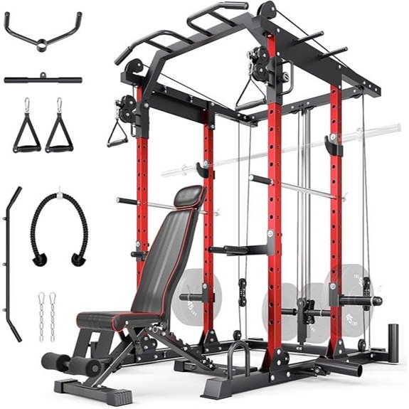 YOLEO Dual Pulley Power Cage and Squat Rack
