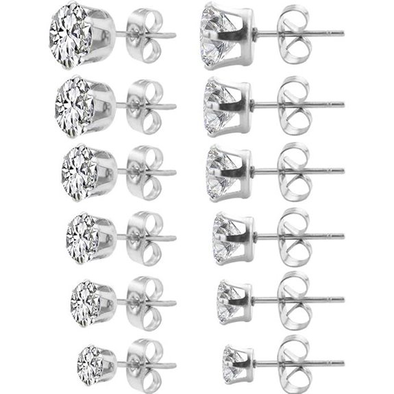 HOVEOX Alloy Women’s Stud Earrings with Cubic Zirconia