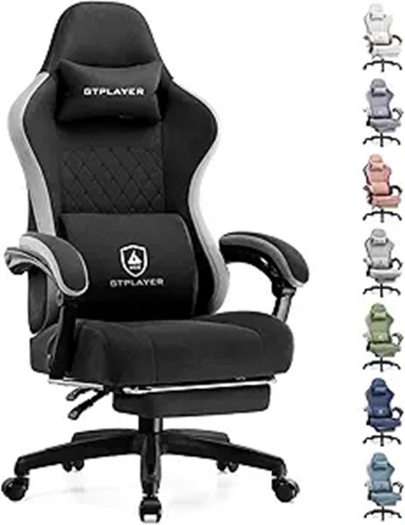 GTPLAYER Ergonomic Gaming Chair with Footrest (Black)