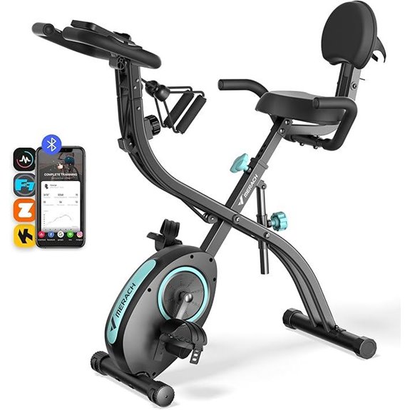 MERACH 4-in-1 Folding Exercise Bike with App