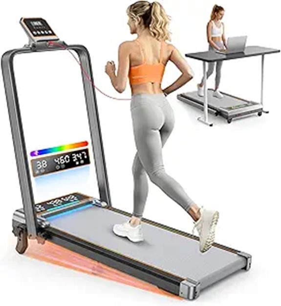 Foldable Walking Pad Treadmill with Incline & LED Display