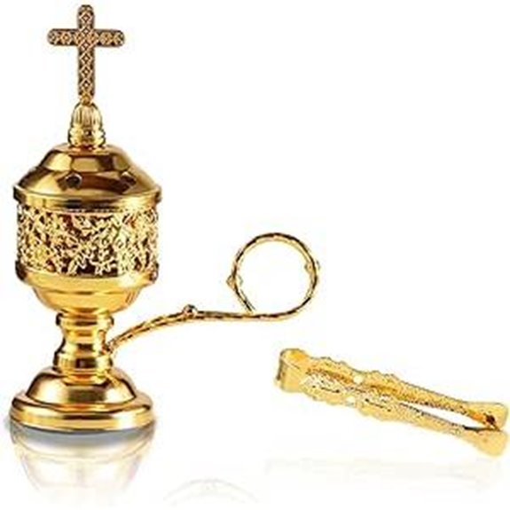 Gold Incense Burner with Tong for Aromatherapy and Spa