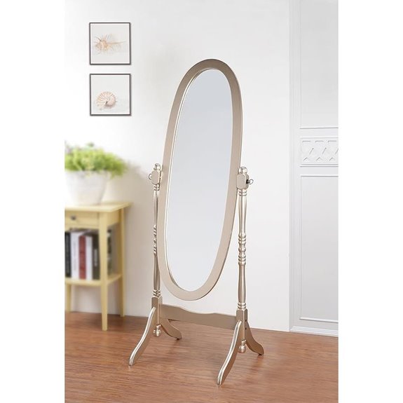 Roundhill Furniture Queen Anna Style Floor Cheval Mirror Gold