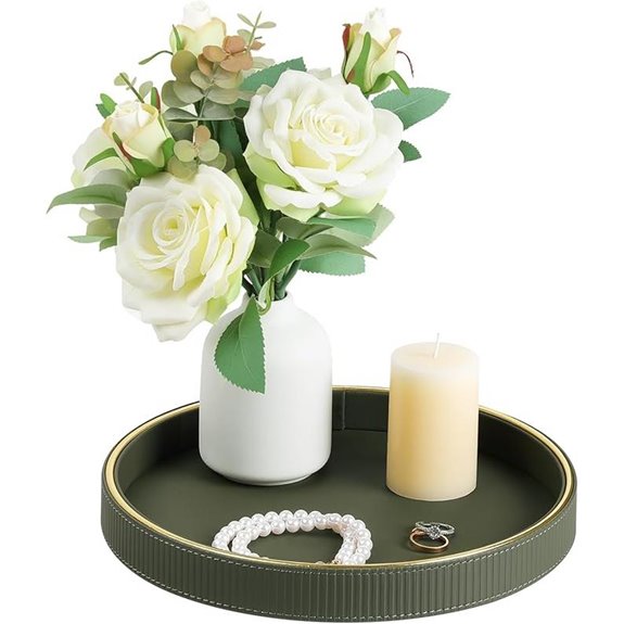 Decorative Green Leather Coffee Table Tray with Gold Trim