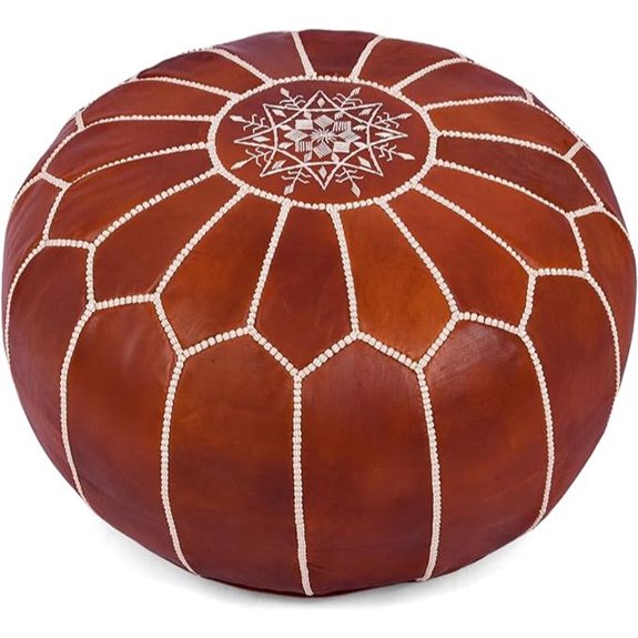 Marrakesh Gallery Leather Round Pouf Cover Handmade