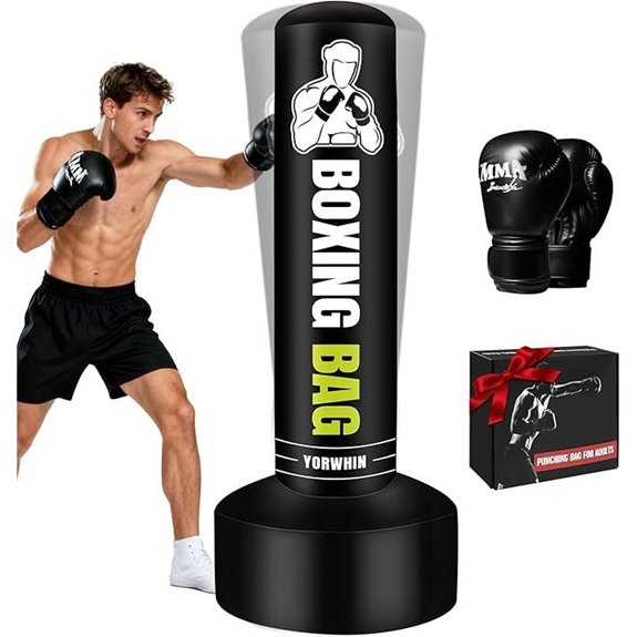 Heavy Freestanding Punching Bag with Gloves for Training