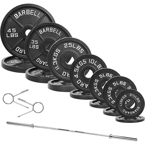 Fitvids 300 LBS Olympic Cast Iron Barbell Set