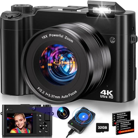 4K Digital Camera with 64MP and Dual-Lens