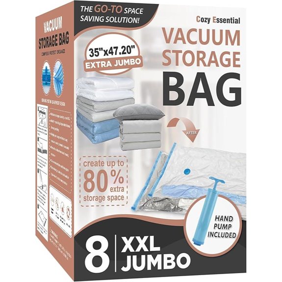 8 Pack Jumbo Vacuum Storage Bags for Bedding
