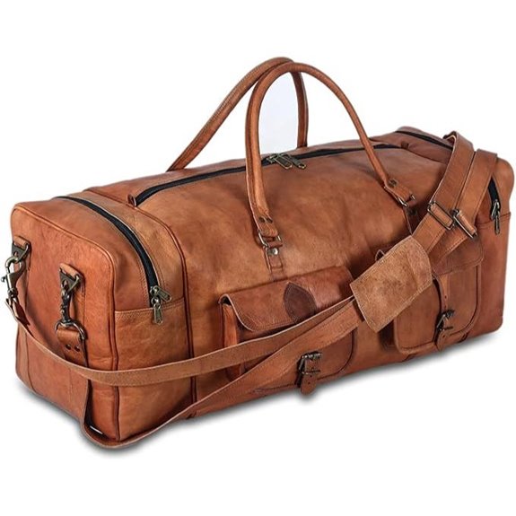 Large 32-inch Leather Duffel Bag for Men
