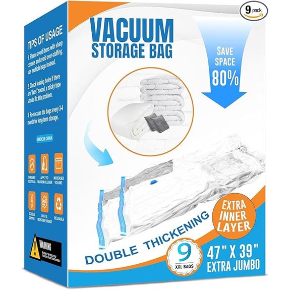 9 Pack XXL Vacuum Storage Bags for Bedding