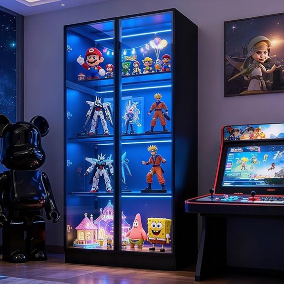 Large 63 Glass Display Cabinet with LED Lights