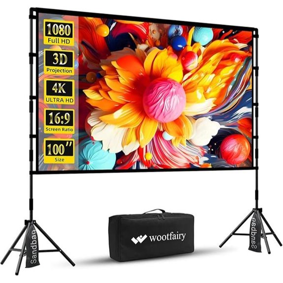 Wootfairy 100 Inch Portable Projector Screen with Stand