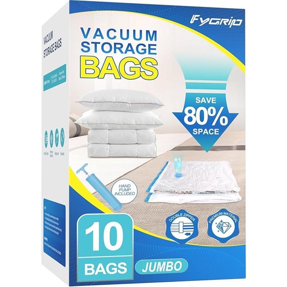 10 Pack Jumbo Vacuum Storage Bags with Hand Pump