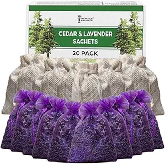 Cedar Chips & Lavender Sachets for Drawers (20 Pack)