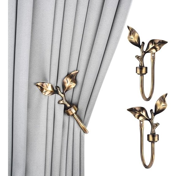 Leaf-Shaped Metal Curtain Holdbacks for Walls