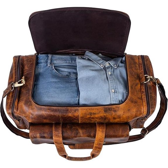 Leather 24-Inch U-Zip Travel Sports Duffle Bag