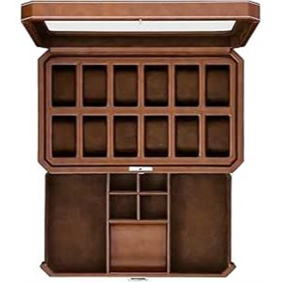 Rothwell 12 Slot Leather Watch Box with Drawer