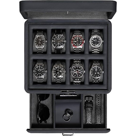 Rothwell 8 Slot Leather Watch Box with Drawer
