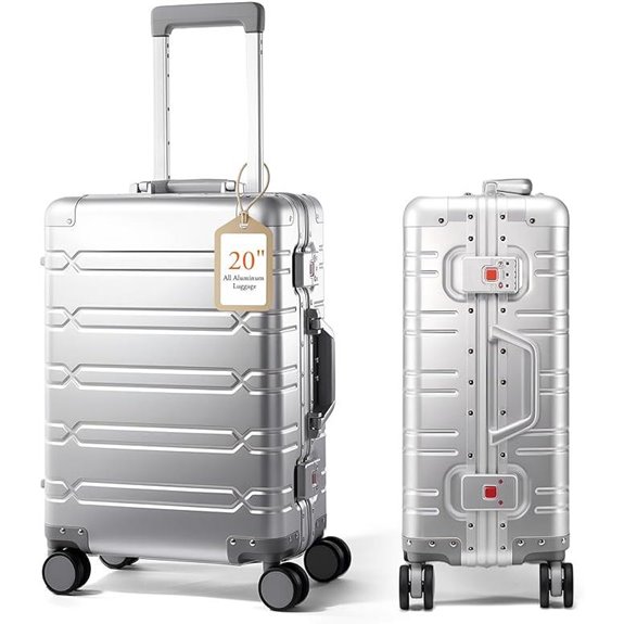 UrbanExplorer Aluminum Carry-On Luggage with Spinner Wheels