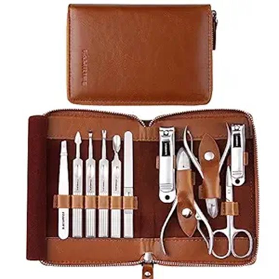 FAMILIFE Manicure Set with Leather Travel Case