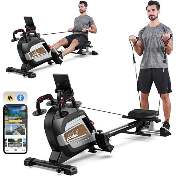 Pooboo Magnetic Folding Rowing Machine with Accessories