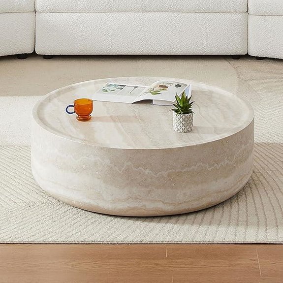 JUSTONE 31.49 Round Marble Faux Coffee Table