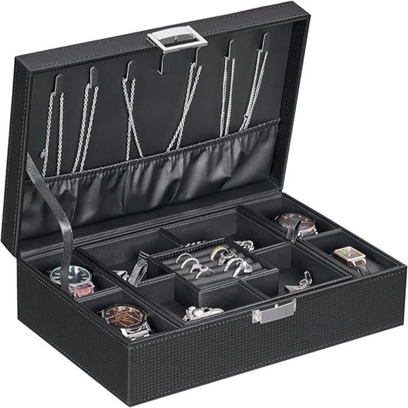 BEWISHOME Men's Jewelry Box with Watch Compartments