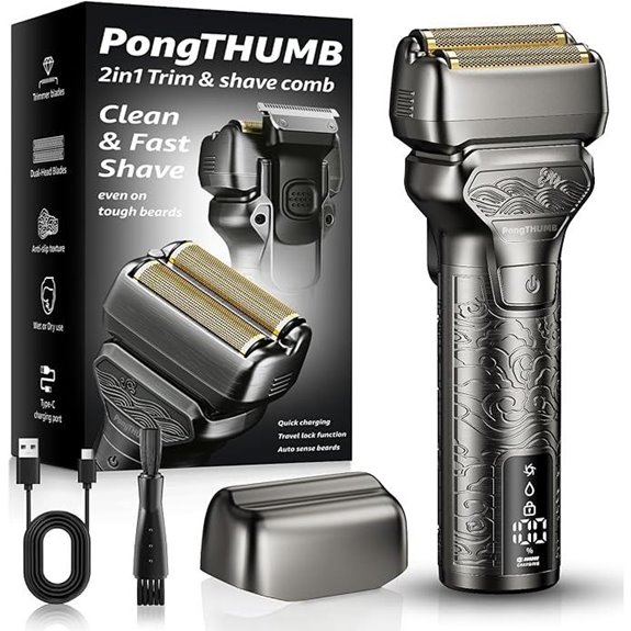 Rechargeable Men's Electric Razor with Trimmer and LED