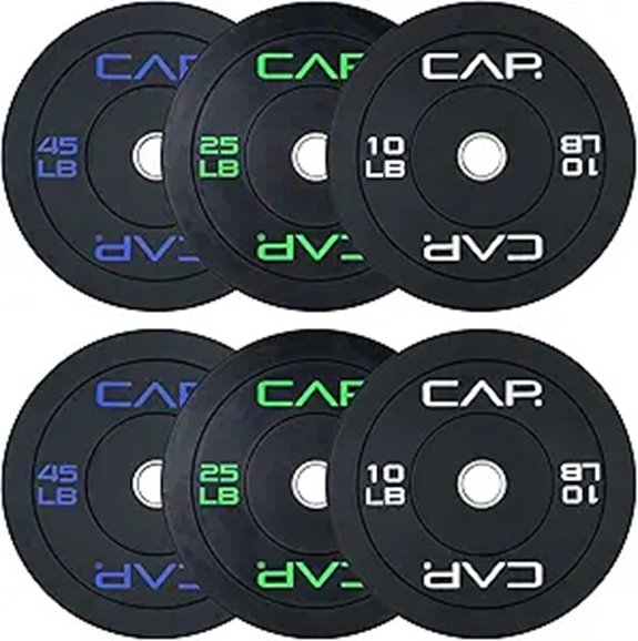 CAP Barbell Olympic Bumper Plate Weight Set with Rack
