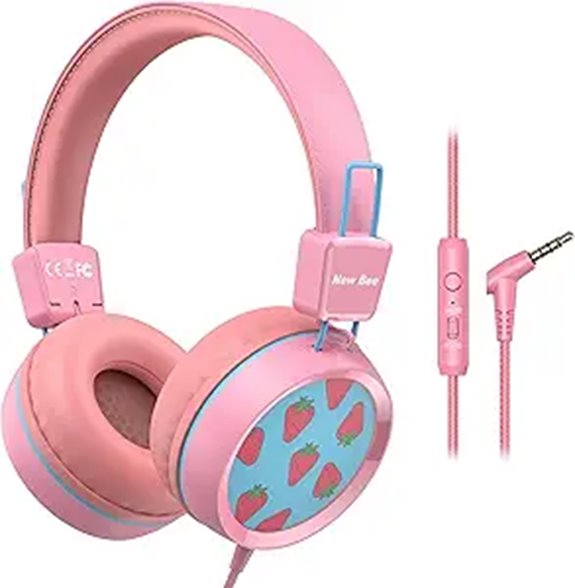 New Bee Kids Headphones Wired with Microphone (Pink)