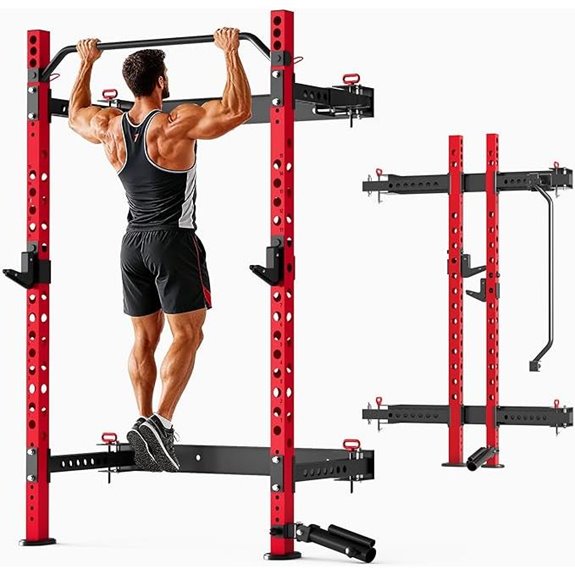 Foldable 2 x 2 Power Rack with Pull-Up Bar