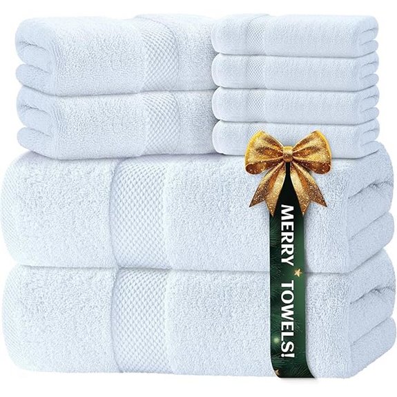 Luxury White Turkish Cotton Bath Towel Set (8 Pieces)