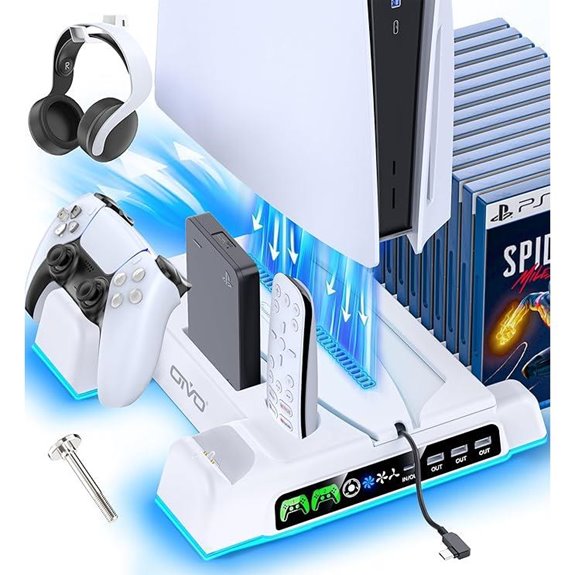 PS5 Stand and Cooling Station with LED Charger