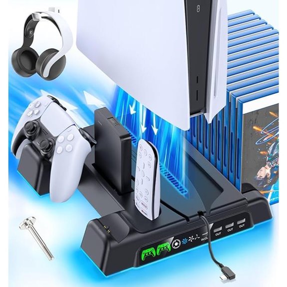 PS5 Stand and Cooling Station with LED Charger