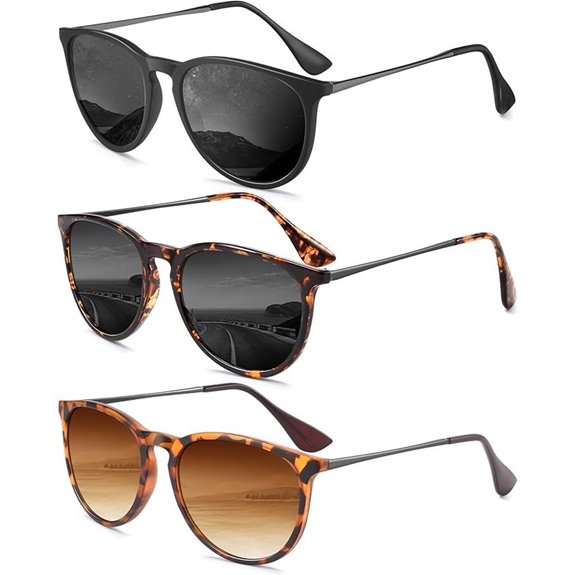 Women’s Polarized Retro Round Sunglasses (3-Pack)