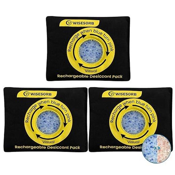Reusable Color-Indicating Silica Gel Desiccant Packs (3 Pack)