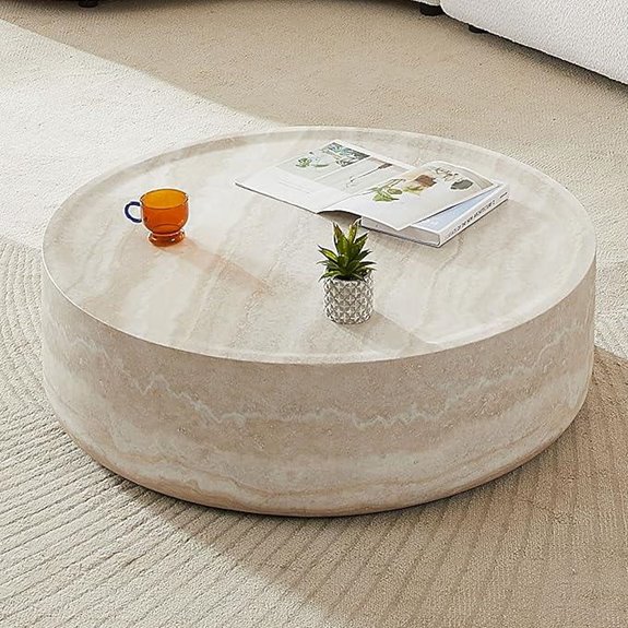 Round Faux Marble Coffee Table No Assembly 39.37