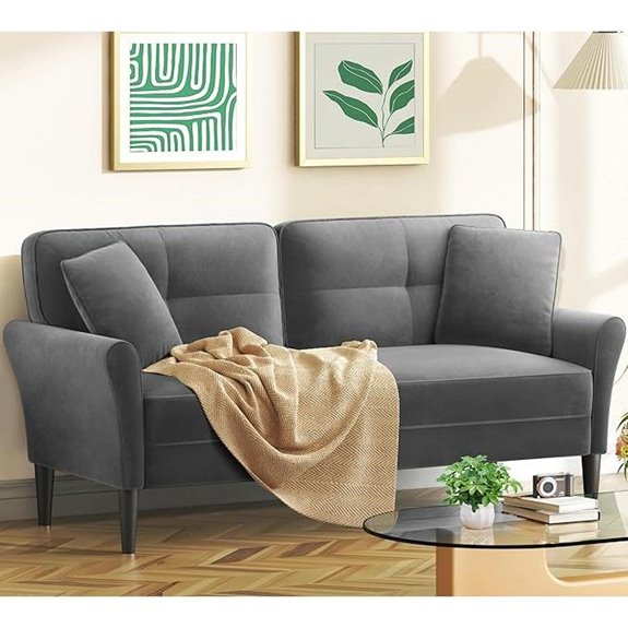 69 Velvet Loveseat Sofa with Pillows for Small Spaces