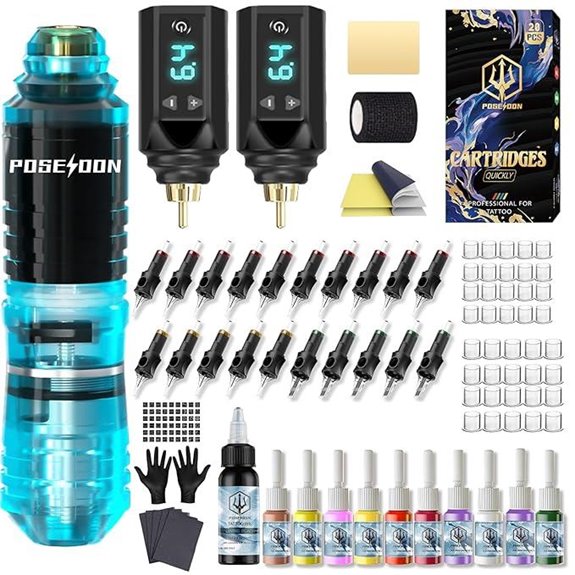 Poseidon Tattoo Kit with Batteries and Needles