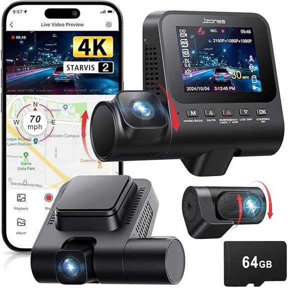 3 Channel Dash Cam with HDR Night Vision