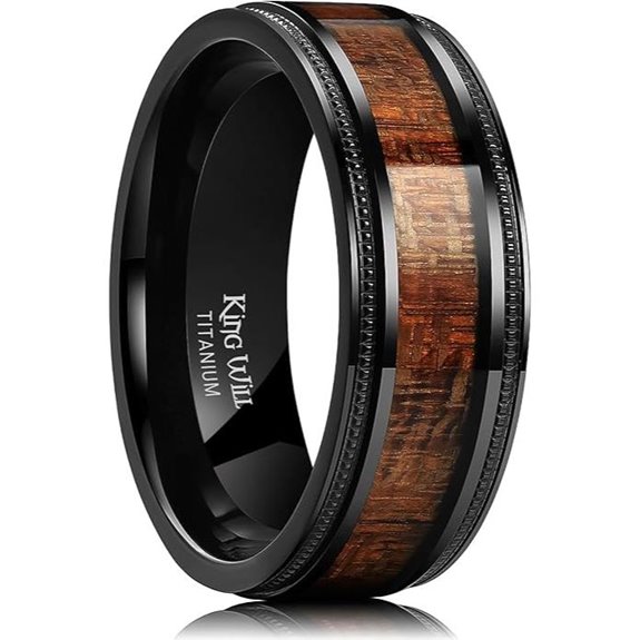King Will Titanium Wedding Ring with Wood Inlay