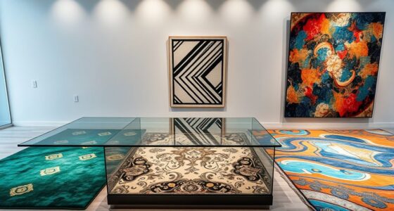 top glass table rug displays