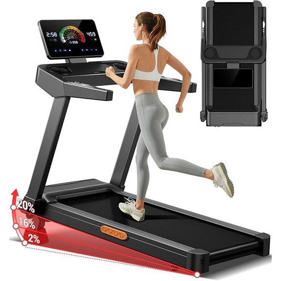 UMAY Fitness Treadmill with 20% Incline and Large Area