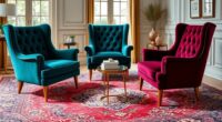velvet chairs for persian rugs